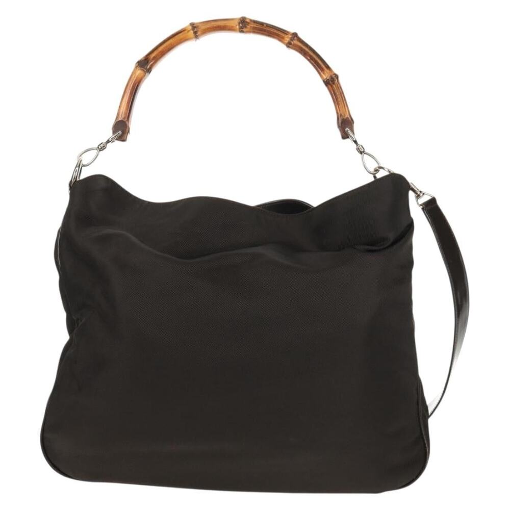 Gucci Bamboo Nylon Handbag Brown